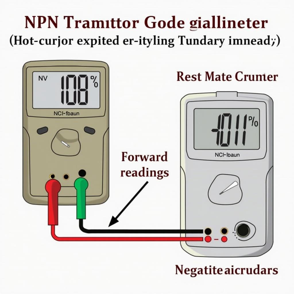 Cách sử dụng đồng hồ vạn năng kiểm tra transistor NPN ở chế độ đo diode